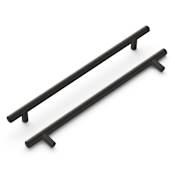 Hickory Hardware Pack of 5 - Bar Pulls 8-13/16" Center to Center Smooth Round Bar Cabinet Handles / Drawer Bar Pulls Brushed Black Nickel