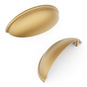 Hickory Hardware Heritage Designs Pack of (10) Classic 3" (72mm) Center to Center Traditional Cabinet Cup Handle / Drawer Cup Pull Brushed Brass
