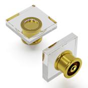Hickory Hardware Crystal Palace 1-3/8" Square Clear Acrylic Cabinet Knob / Drawer Knob Crysacrylic / Brushed Golden Brass