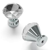 Hickory Hardware Gemstone 1 1/4 Inch (1.25") Wide Faceted Glass Cabinet Knob / Drawer Knob Glass with Chrome