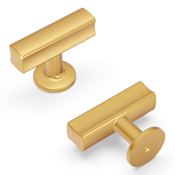 Hickory Hardware Pack of 10 - Woodward 1-15/16" W Soft Edge T Bar Cabinet Knobs / Drawer Knobs Brushed Golden Brass