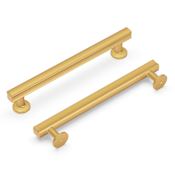 Hickory Hardware Woodward 6-5/16" Center to Center Contemporary Pinched Square Cabinet Bar Handle / Drawer Bar Pull Brushed Golden Brass