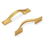 Hickory Hardware Dover Pack of (10) 3" Center to Center Bold Arch Bow Cabinet Handles / Drawer Pulls Brushed Golden Brass