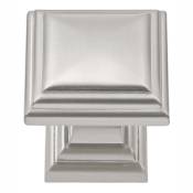 Hickory Hardware Somerset 1-1/8 Inch Square Vintage Cabinet Knob / Drawer Knob Satin Nickel