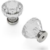 Hickory Hardware Crystal Palace 1-1/4" Faceted Farmhouse Acrylic Cabinet Knob / Drawer Knob Polished Nickel