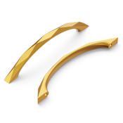 Hickory Hardware Karat 5-1/16" Center to Center Modern Glam Faceted Arch Bow Cabinet Handle / Drawer Pull Brushed Golden Brass