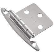 Hickory Hardware Pack of 25 Pairs - Inset Surface Mount Cabinet Door Hinge with 170 Degree Opening Angle Chrome