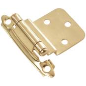 Hickory Hardware 3/8 Inch Inset Traditional Cabinet Door Hinge with 170 Degree Opening Angle and Self Close Function - Pack of 12 Polished Brass