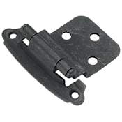 Hickory Hardware 3/8 Inch Inset Traditional Cabinet Door Hinge with 170 Degree Opening Angle and Self Close Function - Pair Black Iron