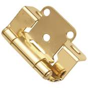 Hickory Hardware 1/2 Inch Overlay Wrap Cabinet Door Hinge with 170 Degree Opening Angle and Self Close Function - Pack of 10 Polished Brass
