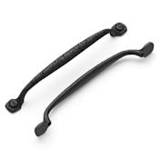 Hickory Hardware Refined Rustic 7-9/16" (192 mm) Center to Center Vintage Raw Hammered Cabinet Handle / Drawer Pull Black Iron