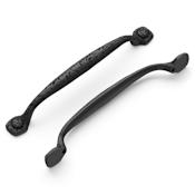 Hickory Hardware Refined Rustic Pack of (10) 6-5/16" Center to Center Farmhouse Hammered Cabinet Handles / Drawer Pulls Black Iron