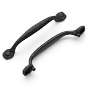Hickory Hardware Refined Rustic 5-1/16" Center to Center Vintage Raw Hammered Cabinet Handle / Drawer Pull Black Iron