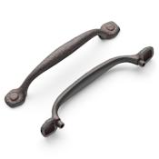 Hickory Hardware Refined Rustic Pack of (10) - 5-1/16" Center to Center Vintage Rustic Raw Hammered Cabinet Handles / Drawer Pulls Rustic Iron