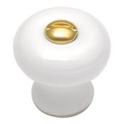 Hickory Hardware English Cozy 7/8" Vintage Country Porcelain Button Mushroom Cabinet / Drawer Knob White