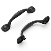 Hickory Hardware Refined Rustic 3" Center to Center Vintage Cabin Raw Hammered Arch Bow Cabinet Handle / Drawer Pull Black Iron