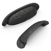 Hickory Hardware Refined Rustic 3" Center to Center Vintage Raw Textured Cabinet Cup Pull / Drawer Cup Pull Black Iron