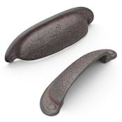 Hickory Hardware Refined Rustic Pack of (10) - 3" Center to Center Vintage Rustic Cottage Cabinet Cup Handles / Drawer Cup Pulls Rustic Iron