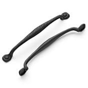 Hickory Hardware Refined Rustic Pack of (5) 12" Center to Center Rustic Blacksmith Style Appliance Handles / Appliance Pulls Black Iron