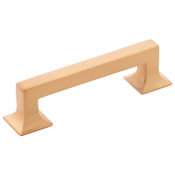Hickory Hardware Studio Pack of (10) 3-3/4 Inch Center to Center Square Cabinet Handle / Drawer Pull Brushed Golden Brass