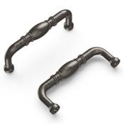 Hickory Hardware Williamsburg 3" Center to Center Traditional Rustic Farmhouse Cabinet Handle / Drawer Pull Black Nickel Vibed