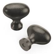 Hickory Hardware Pack of 10 - Williamsburg 1-1/4"  Classic Egg Oval Cabinet Knobs / Drawer Knobs Black Nickel Vibed