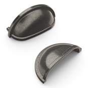 Hickory Hardware Williamsburg 3" Center to Center Traditional Rustic Farmhouse Cabinet Cup Handle / Drawer Cup Pull Black Nickel Vibed