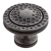 Hickory Hardware Mountain Lodge 1-3/8" Round Craftsman Blacksmith Rustic Style Mushroom Cabinet / Drawer Knob Black Iron
