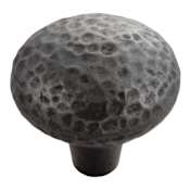 Hickory Hardware Mountain Lodge 1-3/8" Rustic Lodge Hammered Look Round Cabinet Knob / Drawer Knob - Blacksmith Artisan Style Black Iron