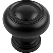 Hickory Hardware Pack of 10 - Cottage 1-1/4" Round Ringed Country Classic Cabinet Knobs / Drawer Knobs Matte Black