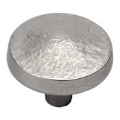 Hickory Hardware Bedrock 1-1/4" Rustic Raw Forge Look Round Cabinet Knob / Drawer Knob Flat Nickel