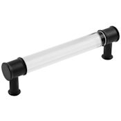 Hickory Hardware Midway 5-1/16 Inch (128mm) Center to Center Acrylic Clear Bar Cabinet Handle / Drawer Pull Crysacrylic / Matte Black