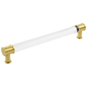 Hickory Hardware Pack of 10 - Midway 8-13/16" Center to Center Clear Acrylic Cabinet Bar Handles / Drawer Bar Pulls Crysacrylic / Brushed Golden Brass