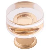 Hickory Hardware Pack of 10 - Midway 1" Round Modern Clear Acrylic Cabinet Knobs / Drawer Knobs Crysacrylic / Brushed Golden Brass