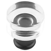 Hickory Hardware Midway 1" Chic Acrylic Clear Round Button Cabinet Knob / Drawer Knob Crysacrylic / Matte Black