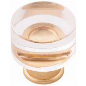 Hickory Hardware Midway Pack of (10) 1-1/4" Chic Acrylic Clear Round Button Cabinet Knobs / Drawer Knobs Brushed Golden Brass