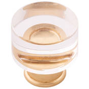 Hickory Hardware Midway 1-1/4" Chic Acrylic Clear Round Button Cabinet Knob / Drawer Knob Crysacrylic with Brushed Golden Brass