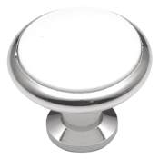 Hickory Hardware Tranquility 1-3/8 Inch Classic Round Mushroom Cabinet Knob with Natural Wood Inlay Chrome
