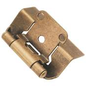 Hickory Hardware 1/2 Inch Overlay Wrap Cabinet Door Hinge with 170 Degree Opening Angle and Self Close Function - Pack of 10 Antique Brass