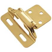 Hickory Hardware Pack of 25 Pairs - 1/4 Inch Overlay Traditional Cabinet Door Hinge with 170 Degree Opening Angle and Self Close Function Polished Brass