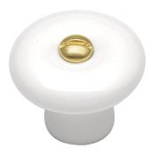Hickory Hardware English Cozy 1-1/8" Vintage Country Porcelain Mushroom Cabinet / Drawer Knob White