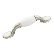 Hickory Hardware Tranquility 3 Inch Center to Center Handle Cabinet Pull Satin Nickel With White