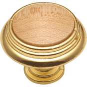 Hickory Hardware Woodgrain 1-1/4 Inch Stacked Round Mushroom Wood Cabinet Knob / Drawer Knob with Metal Frame Mount Natural Maple