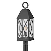 Hinkley Lighting Briar 25" Tall Post Light with Seedy Glass Museum Black
