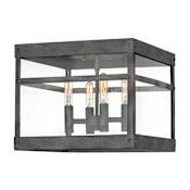 Hinkley Lighting Porter 4 Light 12" Wide Lisa McDennon Open Air Flush Mount Ceiling Fixture Aged Zinc