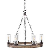Hinkley Lighting Sawyer 6 Light 24" Wide Open Air Outdoor Chandelier with LED Bulbs Included Sequoia / Iron Rust