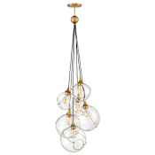 Hinkley Lighting Skye 6 Light 24" Wide Lisa McDennon Pendant with Clear Glass Shades Heritage Brass