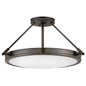Hinkley Lighting Collier 4 Light 22" Wide Semi-Flush Bowl Ceiling Fixture with Etched Opal Glass Shade Black Oxide