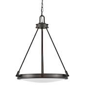 Hinkley Lighting Collier 4 Light 21-1/2" Wide Pendant with Etched Opal Glass Black Oxide