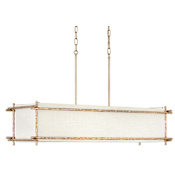 Hinkley Lighting Tress 6 Light 42" Wide Linear Chandelier with Fabric Shade Champagne Gold